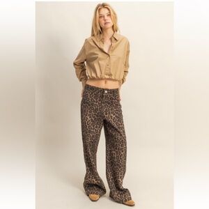 HYFVE Leopard Print Flare Jeans